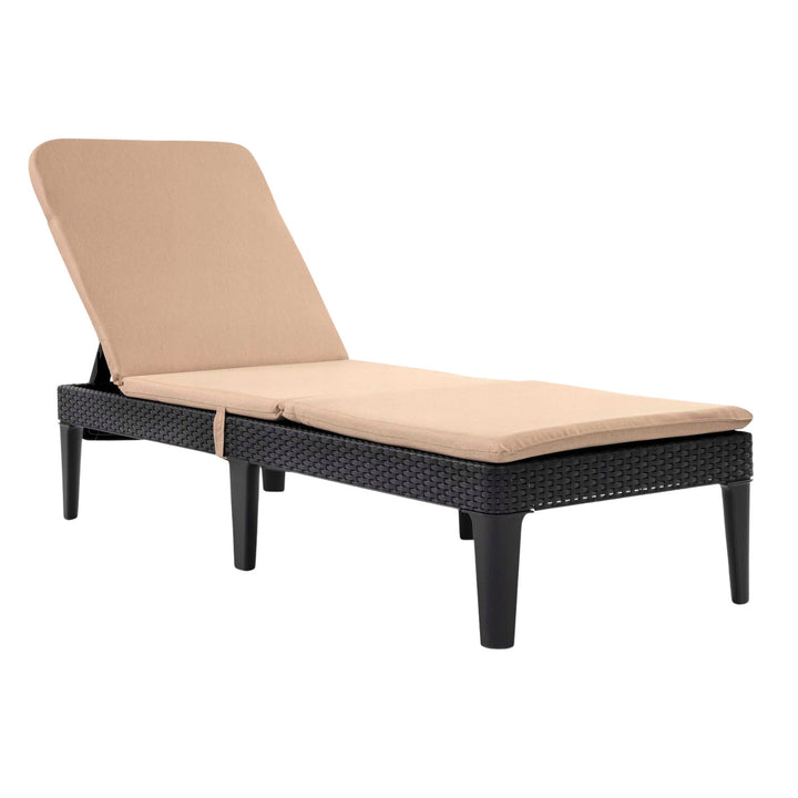 Leżak ogrodowy regulowany Jaipur Sun Lounger grafitowy + poduszka na leżak Jaipur, kolor beżowy, tkanina S-550 Melange, rozmiar 190x60 cm