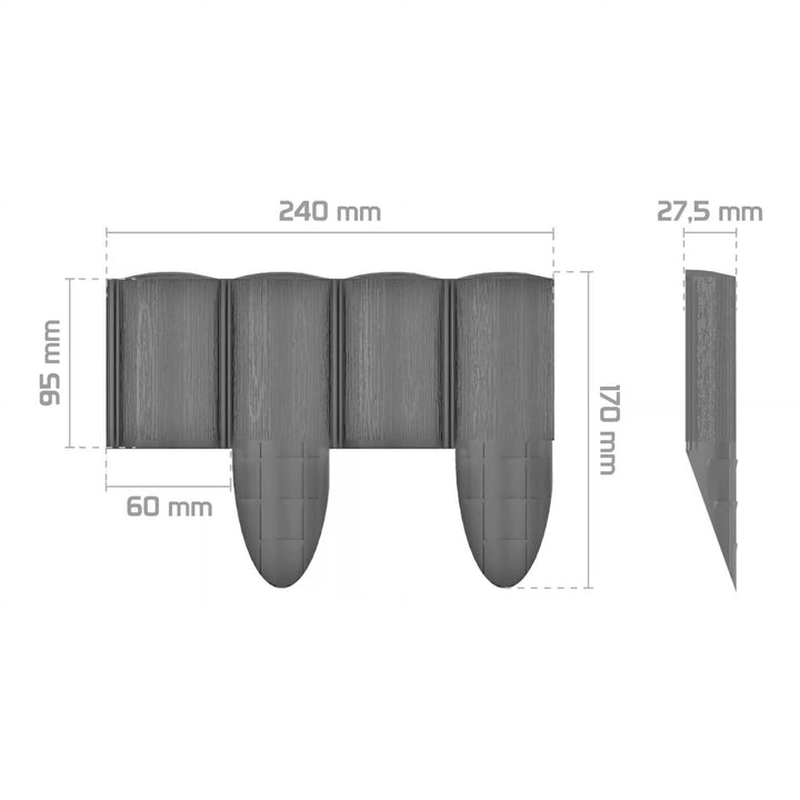 Palisada ogrodowa Cellfast, tekstura drewna, mrozoodporna, długość 7,2m, kolor grafitowy, 34-054