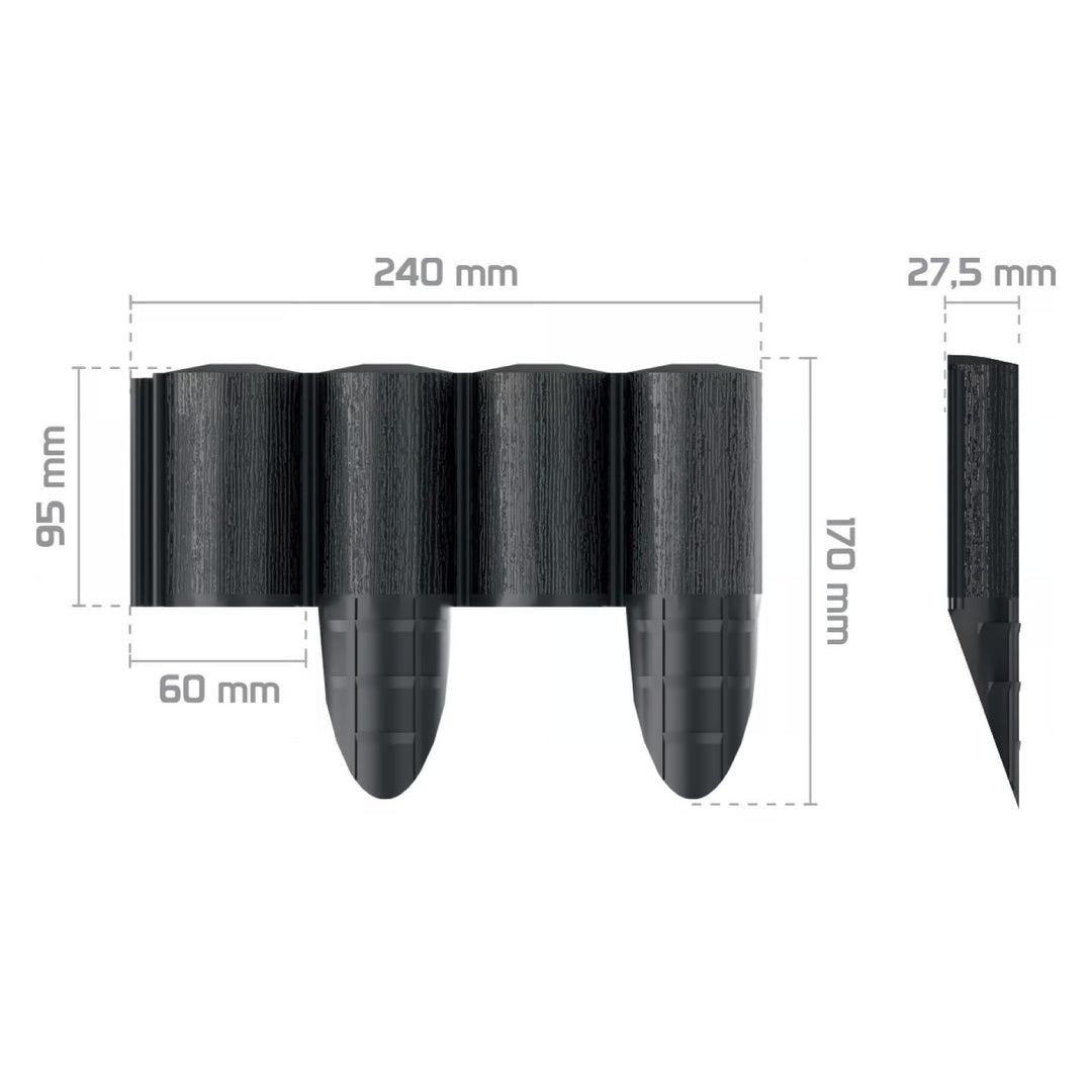 Palisada ogrodowa Cellfast, tekstura drewna, mrozoodporna, długość 7,2m, kolor antracytowy, 34-032