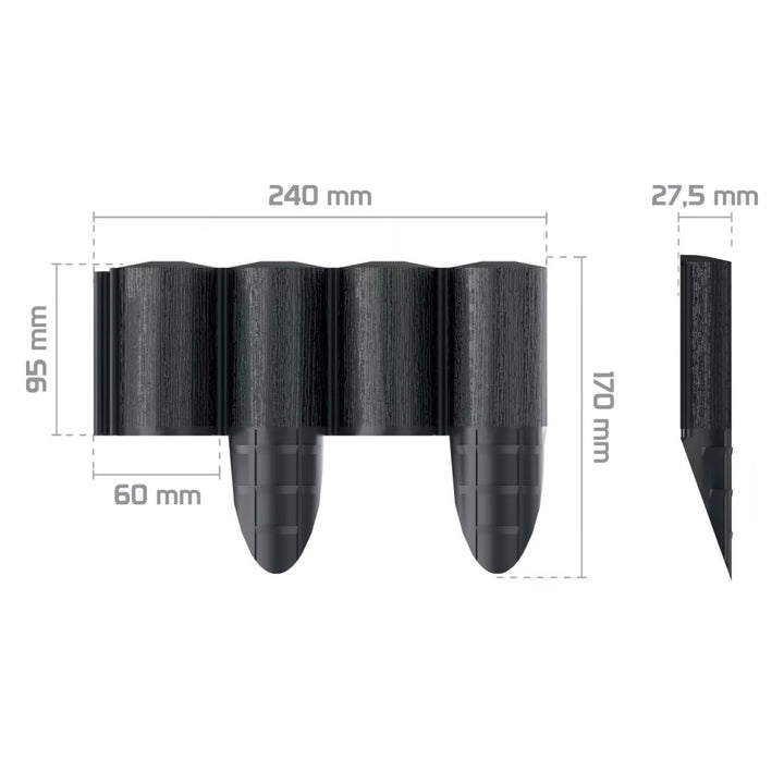 Palisada ogrodowa Cellfast, tekstura drewna, mrozoodporna, długość 7,2m, kolor antracytowy, 34-032