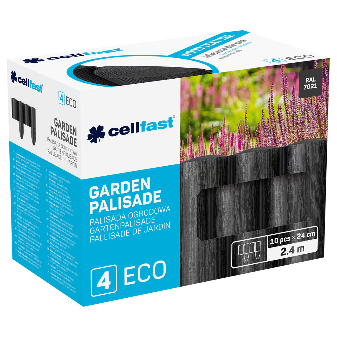 Palisada ogrodowa Cellfast, tekstura drewna, mrozoodporna, długość 21,6m, kolor antracytowy, 34-032