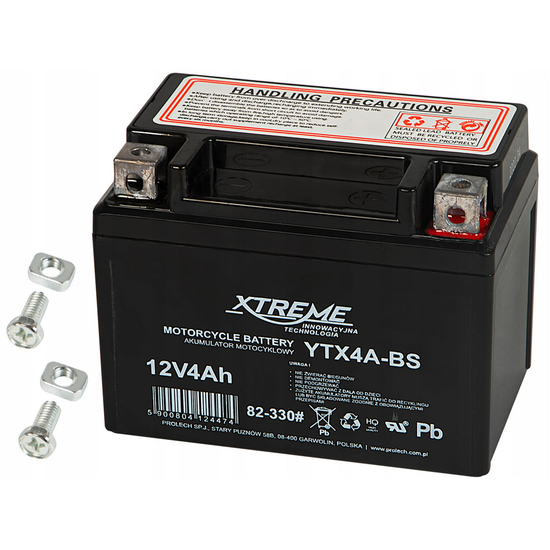 Bezobsługowy akumulator żelowy motocyklowy Xtreme, 12V, 4Ah, prawy, 82-330#