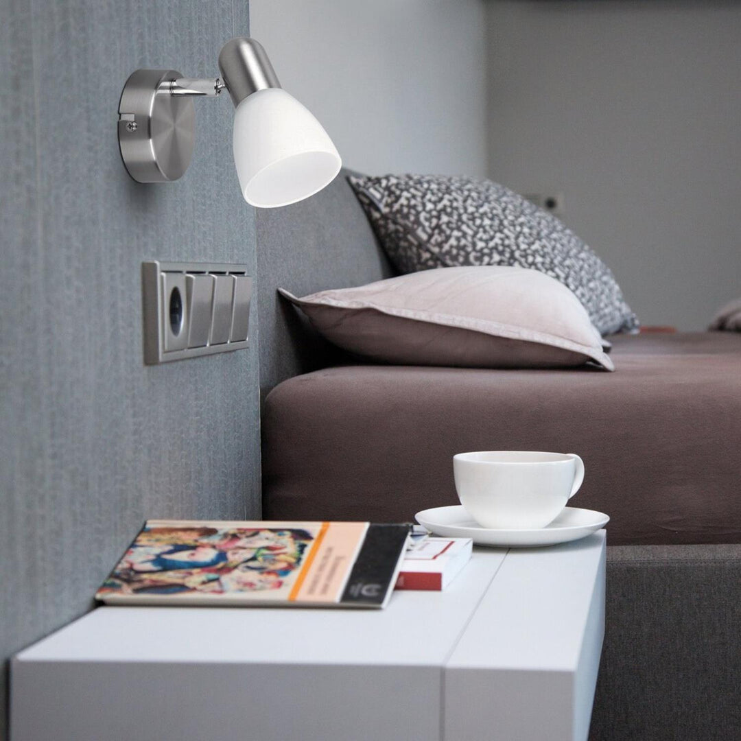 Lampa Soma spot E14 maks 40W satin chrome opal 6301, 2 sztuki