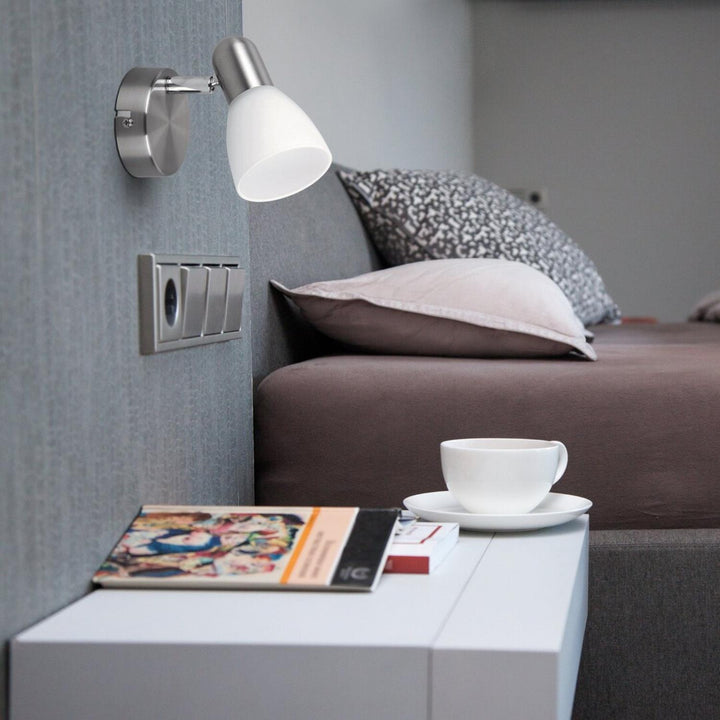 Lampa Soma spot E14 maks 40W satin chrome opal 6301, 2 sztuki