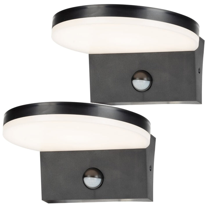 Zewnętrzna lampa ścienna Rabalux, czujnik ruchu, 9W, czarna, Batida, 2 sztuki