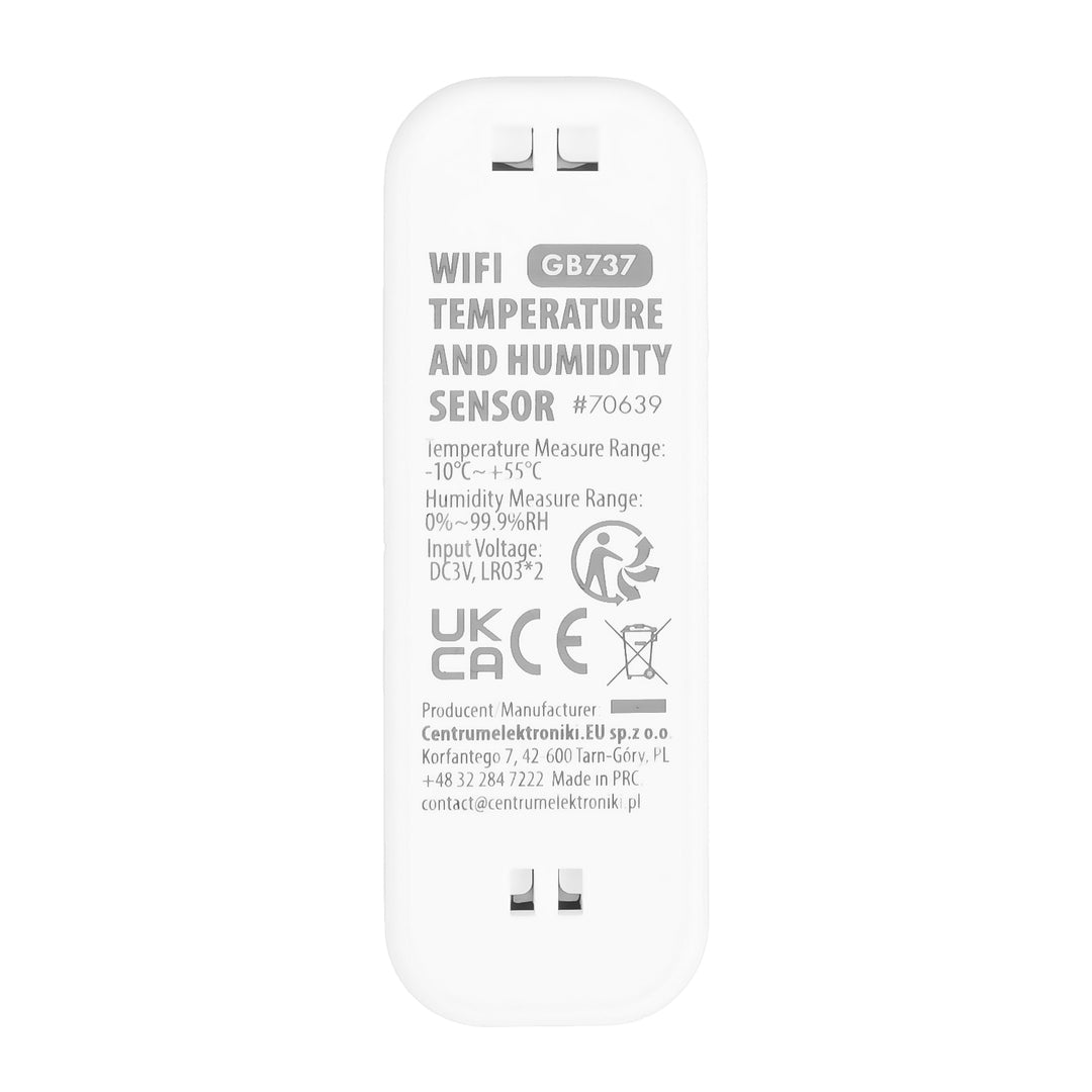 Czujnik temperatury i wilgotności WiFi GreenBlue, Android/iOS/Alexa/Google Home, 3.0V DC, LR03x2, GB737 + 2x bateria R-03 LR03 AAA alkaliczna Varta Industrial 4003