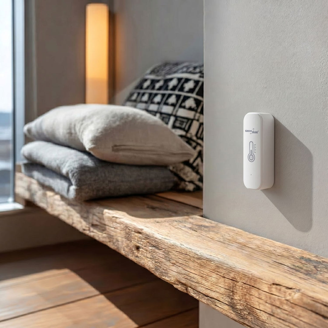 Czujnik temperatury i wilgotności WiFi GreenBlue, Android/iOS/Alexa/Google Home, 3.0V DC, LR03x2, GB737 + 2x bateria R-03 LR03 AAA alkaliczna Varta Industrial 4003