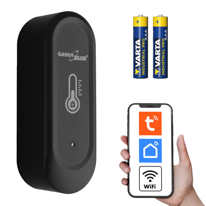 Zewnętrzny czujnik termperatury i wilgotności WiFi GreenBlue, Android/iOS, 3.0V DC, LR03x2, IP65, GB741 + 2x bateria R-03 LR03 AAA alkaliczna Varta Industrial 4003