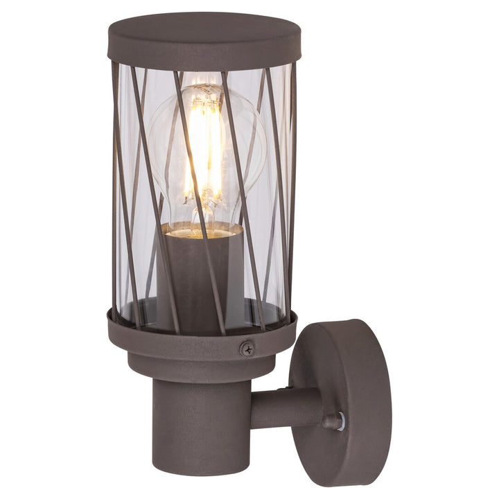 Zewnętrzna lampa ścienna Rabalux Budapest, IP44, kolor brązowy, gwint E27, max 40W, 8888