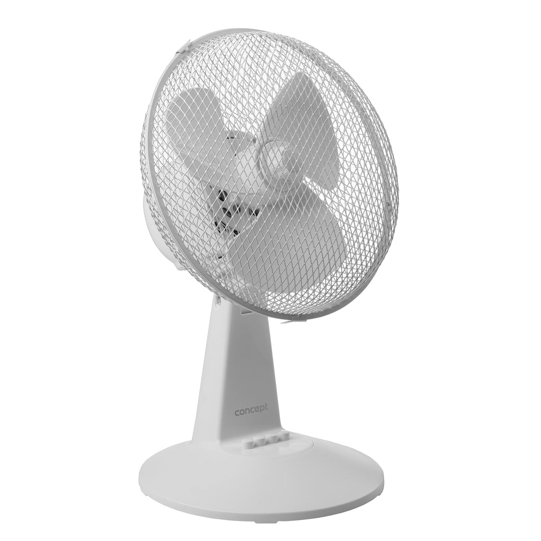 Wentylator biurkowy Concept, kolor biały, 3 poziomy prędkości, oscylacja, cicha praca, regulowane nachylenie, VS5040