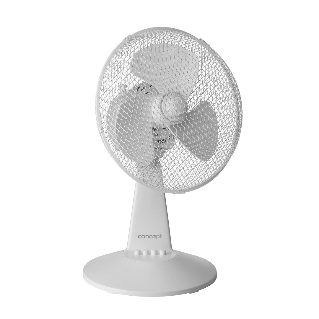 Wentylator biurkowy Concept, kolor biały, 3 poziomy prędkości, oscylacja, cicha praca, regulowane nachylenie, VS5040