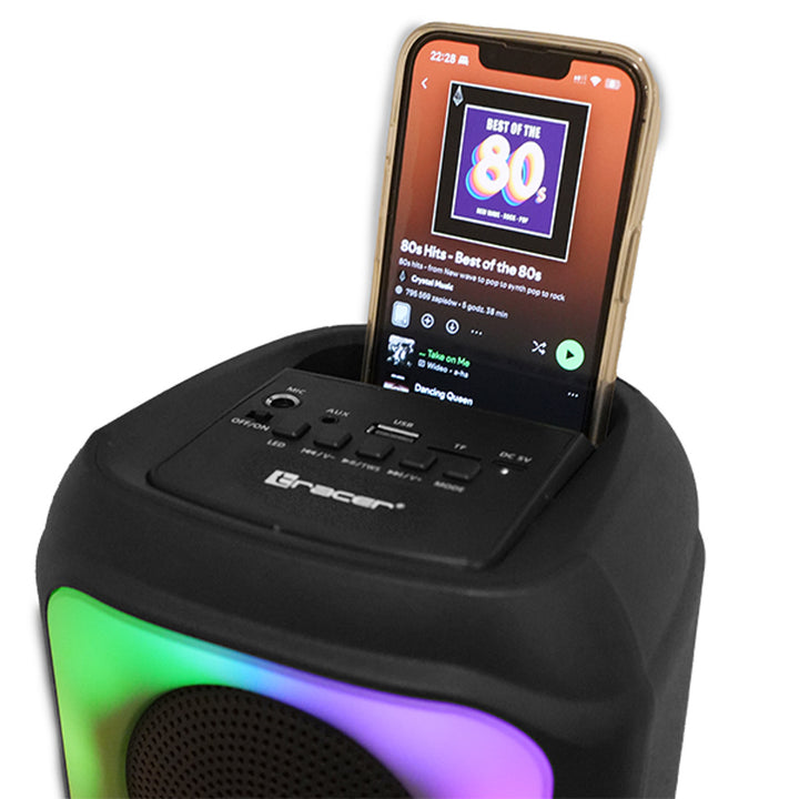 Głośnik bezprzewodowy Tracer, Bluetooth 5.0, moc RMS 20 W, tryb karaoke, mikrofon, Powervox P2 TWS