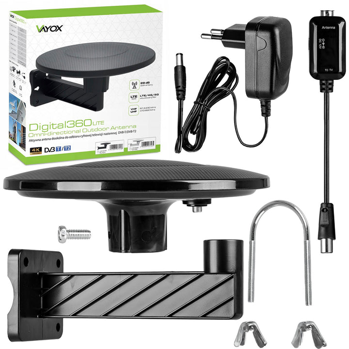 Antena DVBT-2 do TV naziemnej, dookólna MUX8 4K filtr 5G LTE Digital360 Vayox
