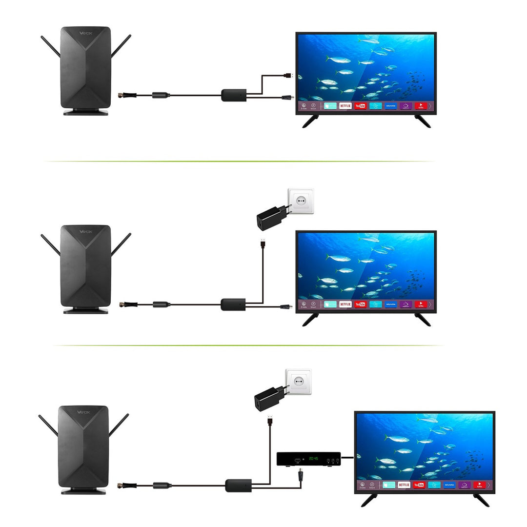 Antena aktywna, pokojowa, wewnętrzna, zewnętrzna, DVB-T2, TV naziemnej 4K, Vayox