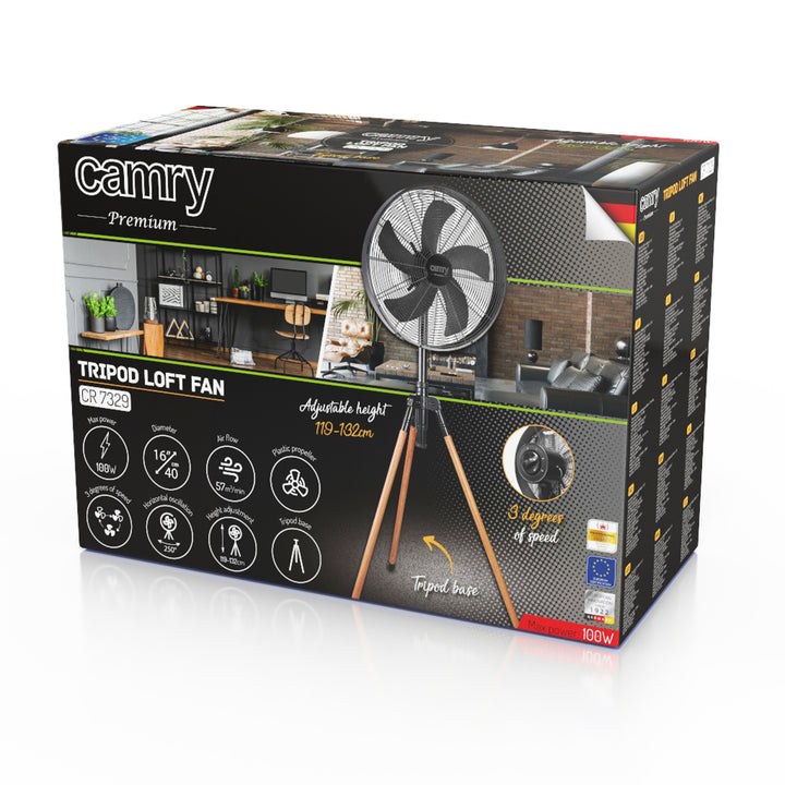 Wentylator na statywie Loft 40cm / 16”, wysokość 119-132cm, CR 7329, Camry