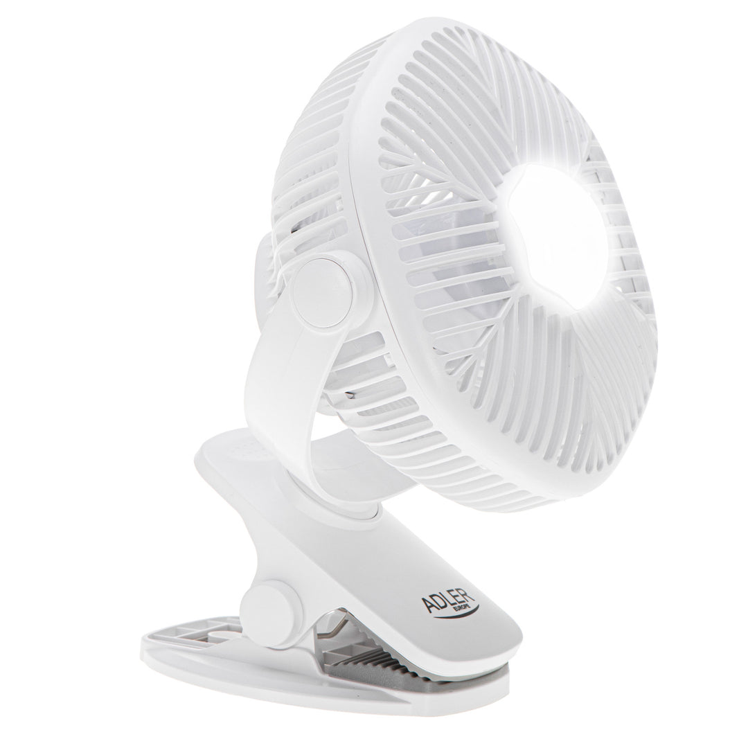 Wentylator akumulatorowy 5"/12,7cm z klipsem - USB / LED, AD 7335, Adler