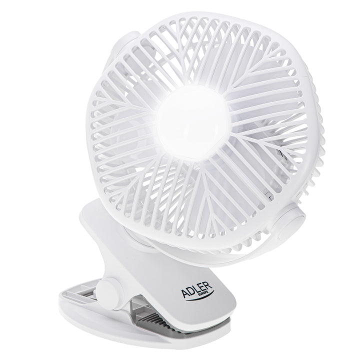 Wentylator akumulatorowy 5"/12,7cm z klipsem - USB / LED, AD 7335, Adler