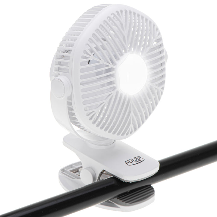 Wentylator akumulatorowy 5"/12,7cm z klipsem - USB / LED, AD 7335, Adler
