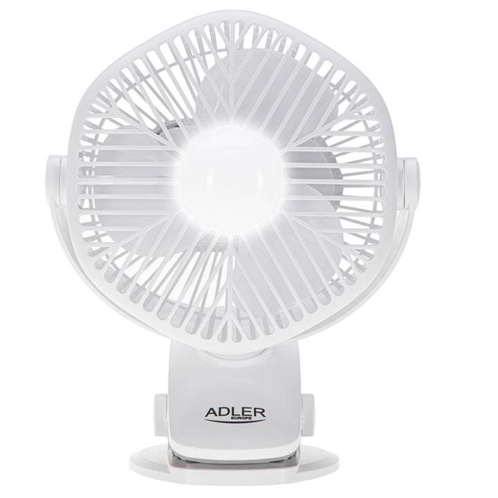 Wentylator akumulatorowy 5"/12,7cm z klipsem - USB / LED, AD 7335, Adler