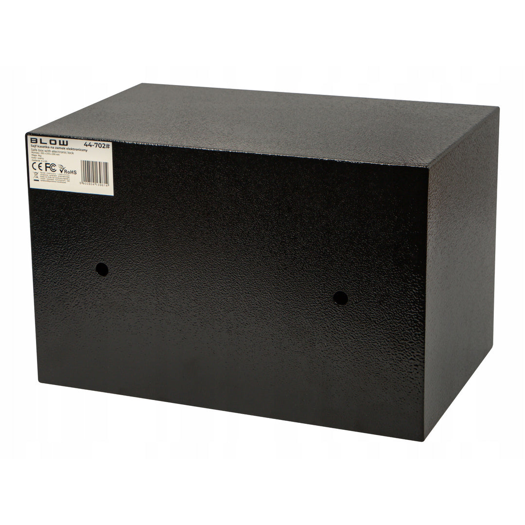 Sejf kasetka na zamek elektroniczny Blow, wymiary 31x20x20cm, zamknięcie na klucz + szyfr, 44-702