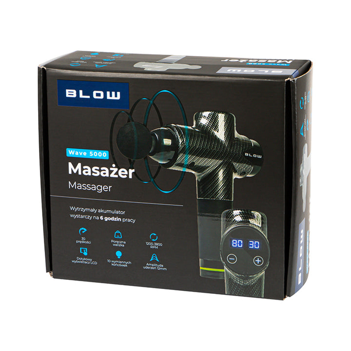 Masażer Blow, 10 końcówek, ładowarka i walizka, moc 200W, 30 trybów prędkości, szybkie ładowanie, 44-341