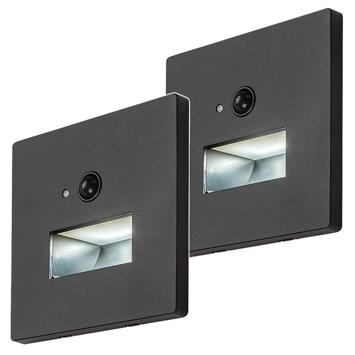 Lampa Lunca LED 1W IP20 czarna 3000, 4500, 6500 K czujnik ruchu, czujnik światła, 77197, 2 sztuki