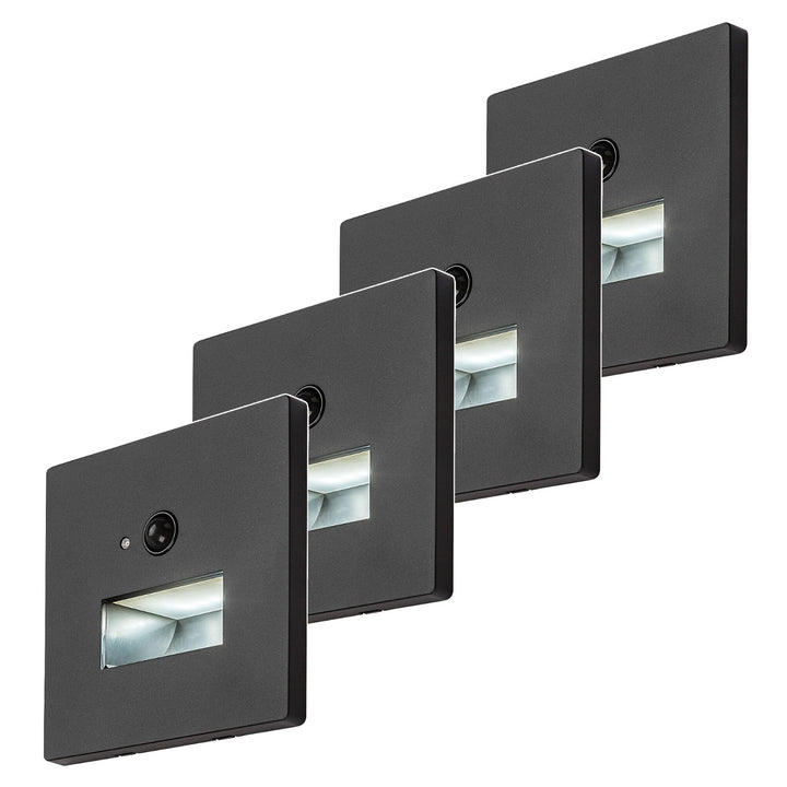 Lampa Lunca LED 1W IP20 czarna 3000, 4500, 6500 K czujnik ruchu, czujnik światła, 77197, 4 sztuki
