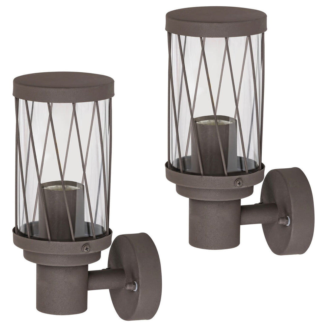 Zewnętrzna lampa ścienna Rabalux Budapest, IP44, kolor brązowy, gwint E27, max 40W, 8888, 2 sztuki