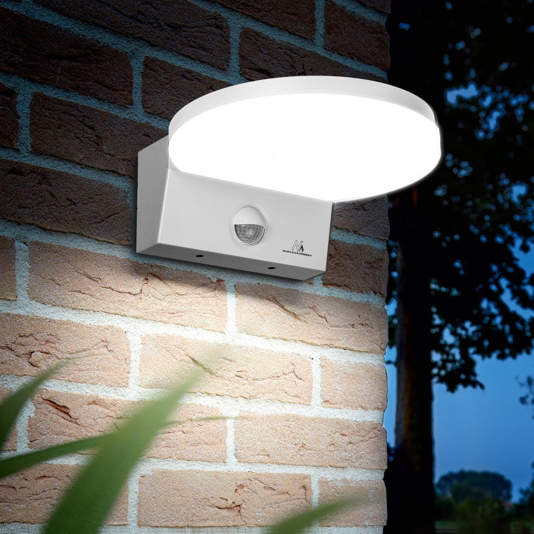 Lampa LED z czujnikiem ruchu Maclean, czujnik ruchu PIR, kolor biały, 15W, IP65, 1560lm, barwa neutralna biała (4000K) MCE344 W, 2 sztuki