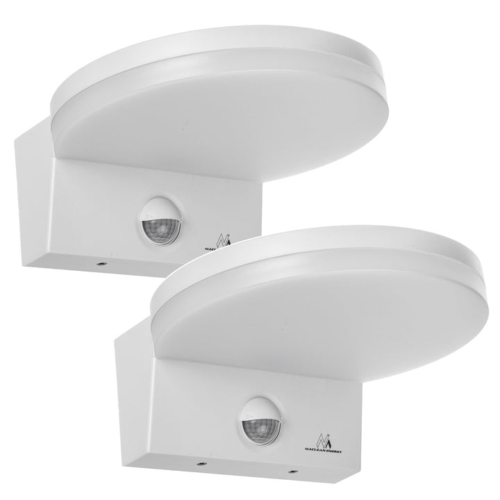 Lampa LED z czujnikiem ruchu Maclean, czujnik ruchu PIR, kolor biały, 15W, IP65, 1560lm, barwa neutralna biała (4000K) MCE344 W, 2 sztuki