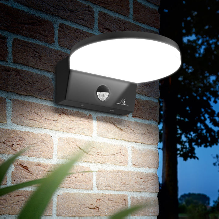 Lampa LED z czujnikiem ruchu Maclean, czujnik ruchu PIR, kolor czarny, 15W, IP65, 1560lm, barwa neutralna biała (4000K) MCE344 B, 2 sztuki