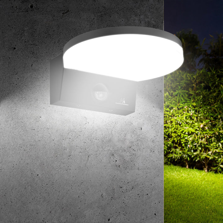 Lampa LED z czujnikiem ruchu Maclean, czujnik ruchu PIR, kolor czarny, 15W, IP65, 1560lm, barwa neutralna biała (4000K) MCE344 B, 2 sztuki