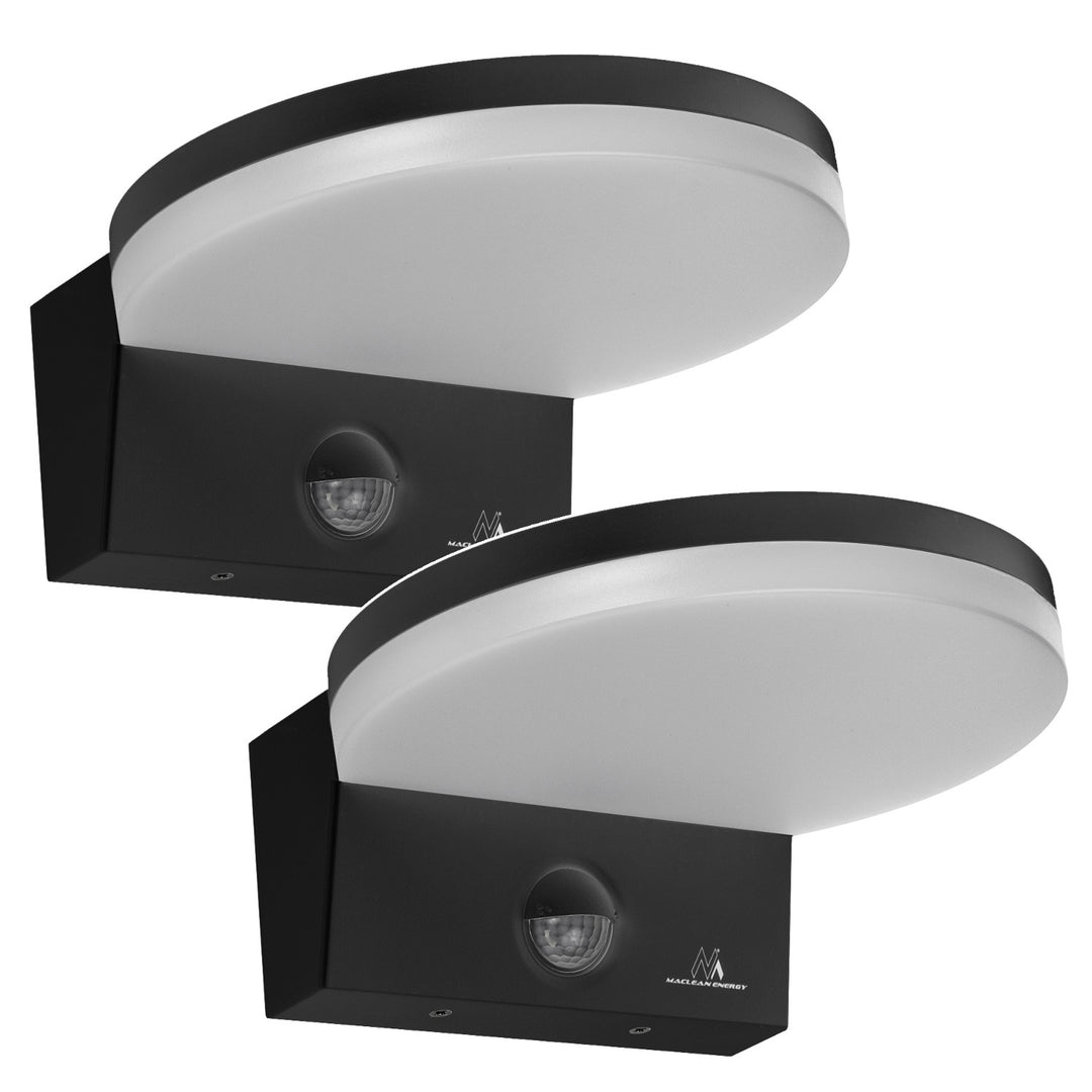 Lampa LED z czujnikiem ruchu Maclean, czujnik ruchu PIR, kolor czarny, 15W, IP65, 1560lm, barwa neutralna biała (4000K) MCE344 B, 2 sztuki