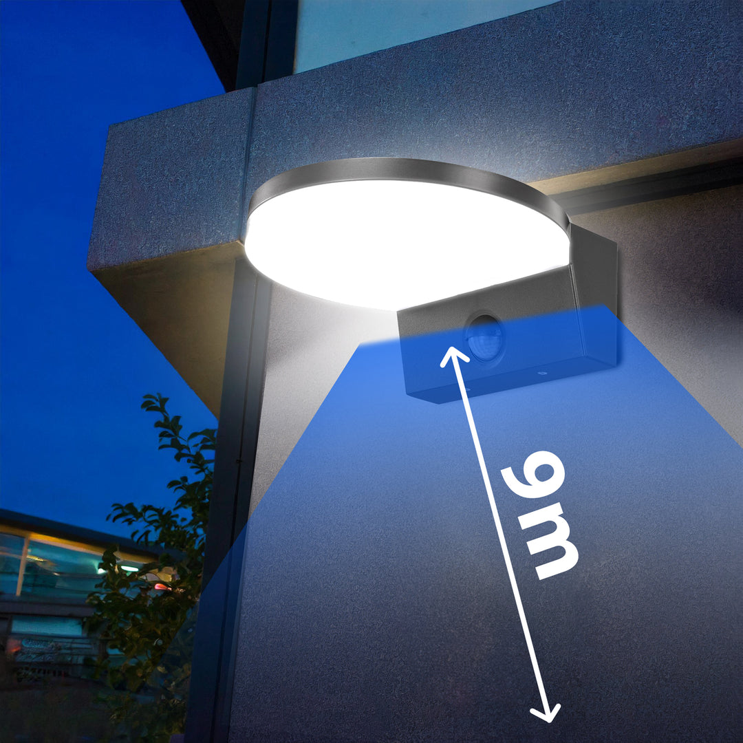 Lampa LED z czujnikiem ruchu Maclean, czujnik ruchu PIR, kolor szary, 15W, IP65, 1560lm, barwa neutralna biała (4000K) MCE344 GR, 2 sztuki
