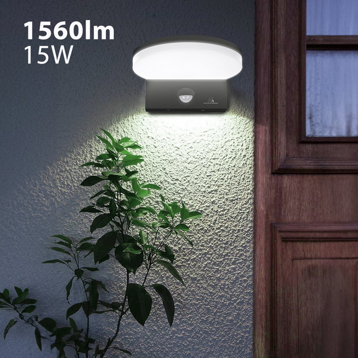 Lampa LED z czujnikiem ruchu Maclean, czujnik ruchu PIR, kolor szary, 15W, IP65, 1560lm, barwa neutralna biała (4000K) MCE344 GR, 2 sztuki