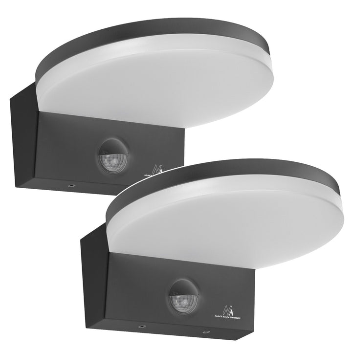 Lampa LED z czujnikiem ruchu Maclean, czujnik ruchu PIR, kolor szary, 15W, IP65, 1560lm, barwa neutralna biała (4000K) MCE344 GR, 2 sztuki