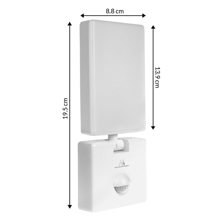 Lampa LED z czujnikiem ruchu Maclean, czujnik ruchu PIR, kolor biały, 10W, IP65, 800lm, barwa neutralna biała (4000K) MCE516 W, 2 sztuki