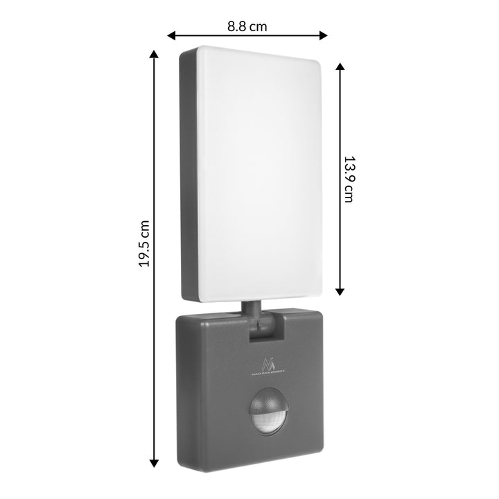 Lampa LED z czujnikiem ruchu Maclean, czujnik ruchu PIR, kolor szary, 10W, IP65, 800lm, barwa neutralna biała (4000K) MCE516 GR, 2 sztuki