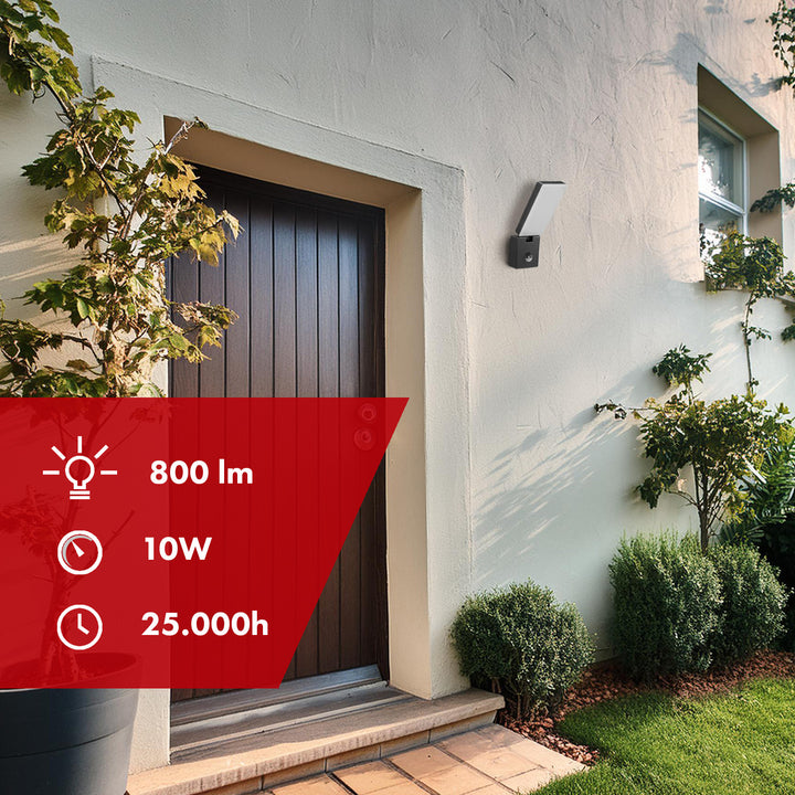 Lampa LED z czujnikiem ruchu Maclean, czujnik ruchu PIR, kolor czarny, 10W, IP65, 800lm, barwa neutralna biała (4000K) MCE516 B, 2 sztuki