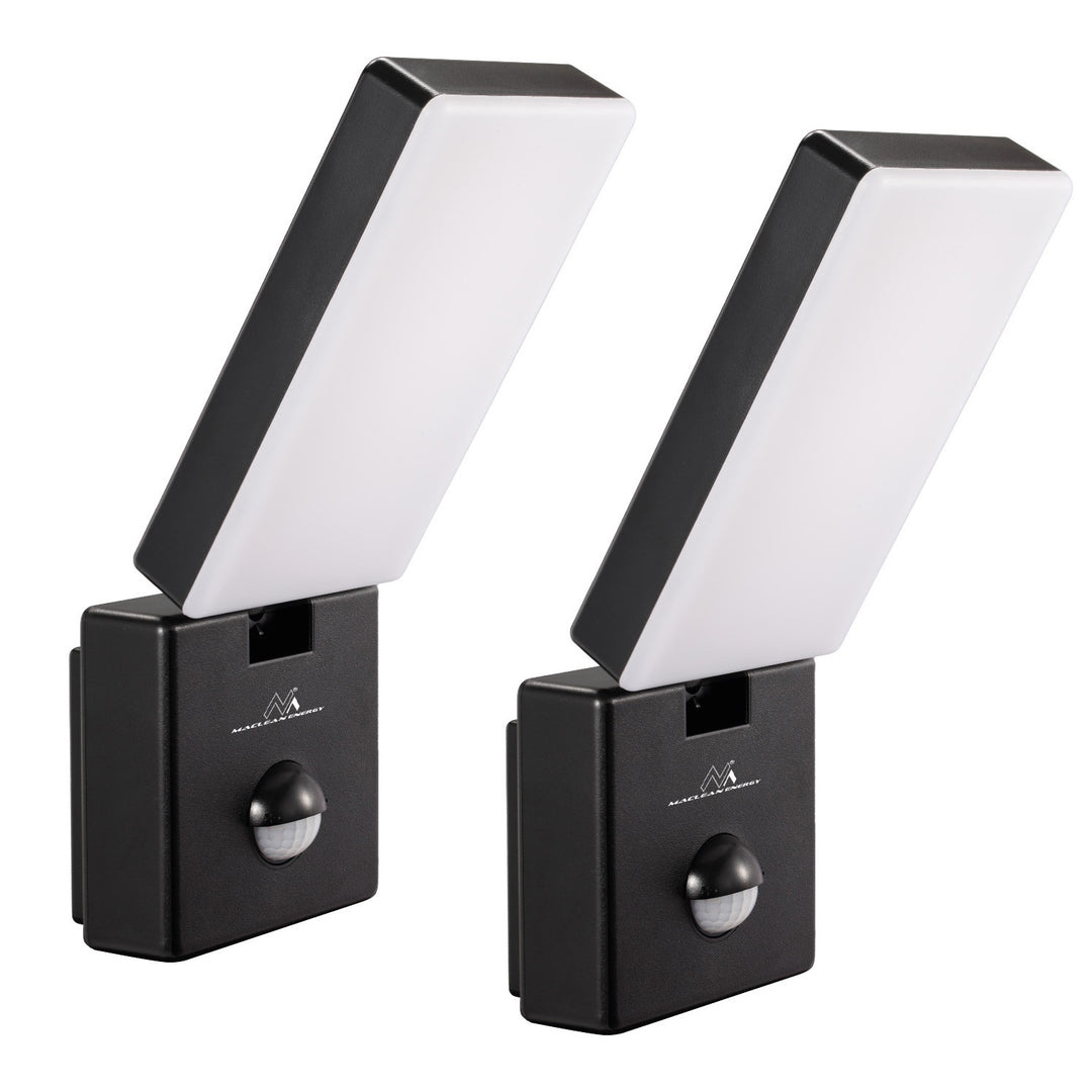 Lampa LED z czujnikiem ruchu Maclean, czujnik ruchu PIR, kolor czarny, 10W, IP65, 800lm, barwa neutralna biała (4000K) MCE516 B, 2 sztuki