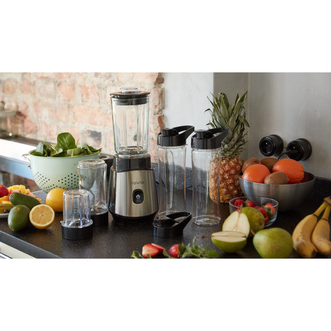 Blender kielichowy LOVIO LVJBL001, moc 500W, szklany kielich 600ml, 3 butelki