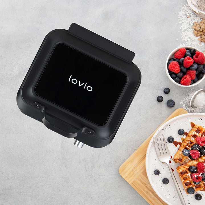 Gofrownica LOVIO PerfectCrisp, 2 duże gofry, 1500W, 6 poziomów wypieczenia, LVWF002BK