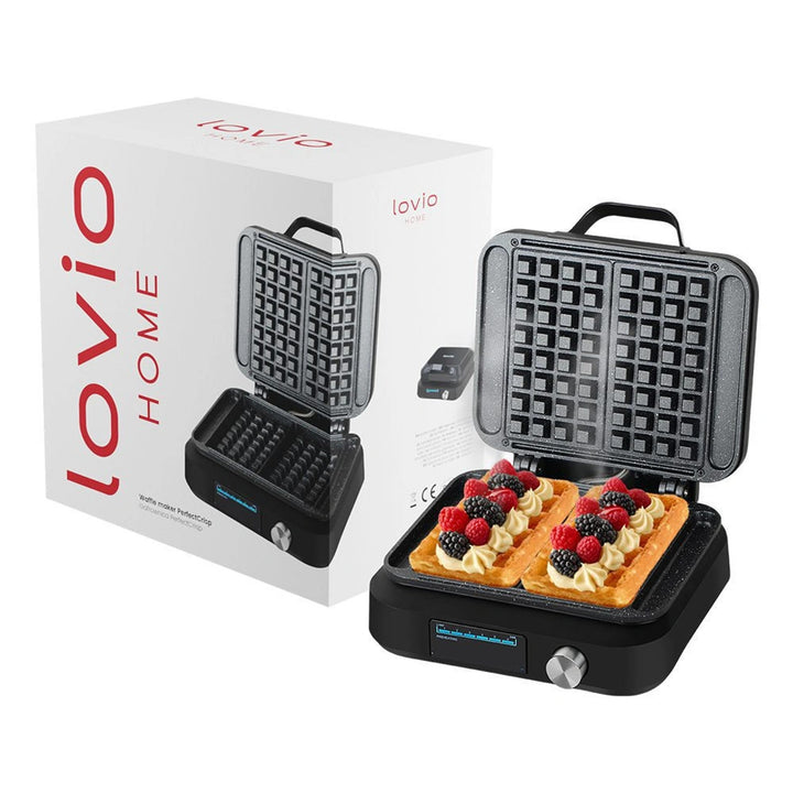 Gofrownica LOVIO PerfectCrisp, 2 duże gofry, 1500W, 6 poziomów wypieczenia, LVWF002BK