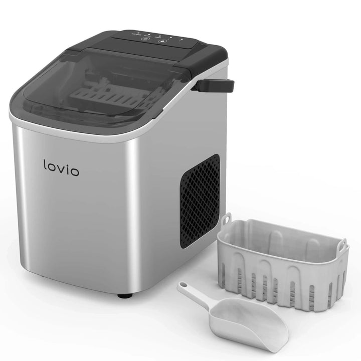 Kostkarka do lodu domowa Lovio Crystal Ice, stalowa, srebrna, ekspresowy lód