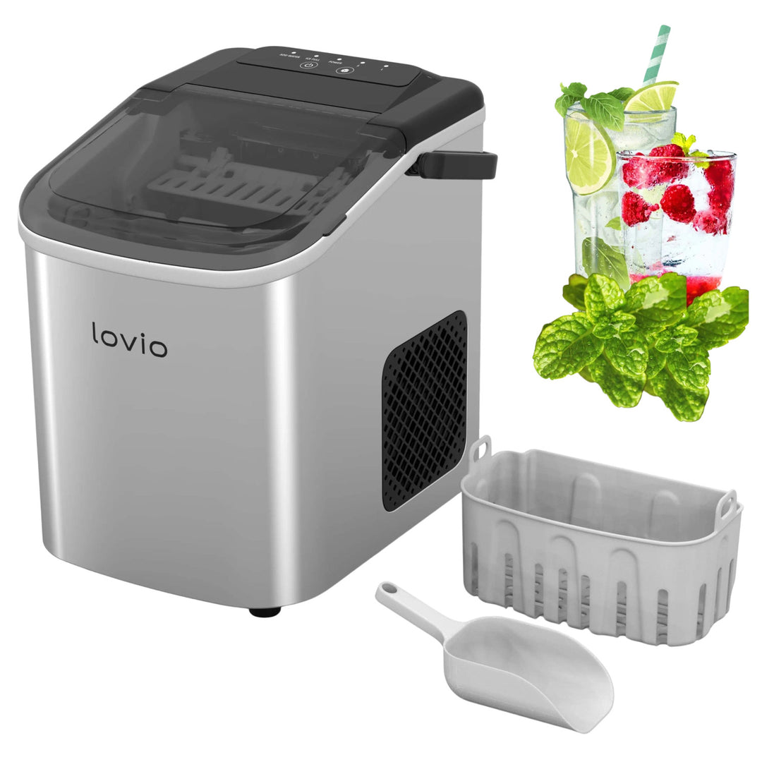 Kostkarka do lodu domowa Lovio Crystal Ice, stalowa, srebrna, ekspresowy lód
