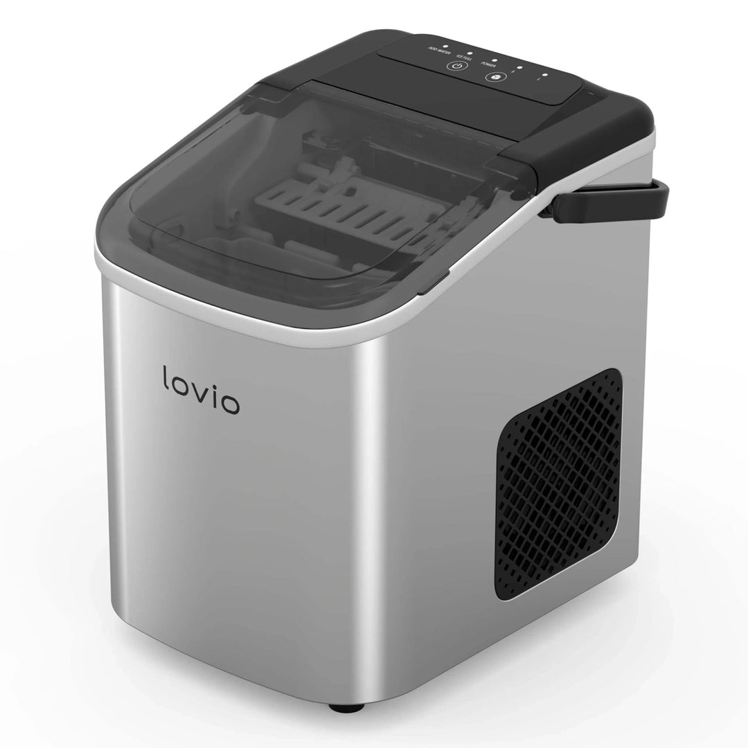 Kostkarka do lodu domowa Lovio Crystal Ice, stalowa, srebrna, ekspresowy lód