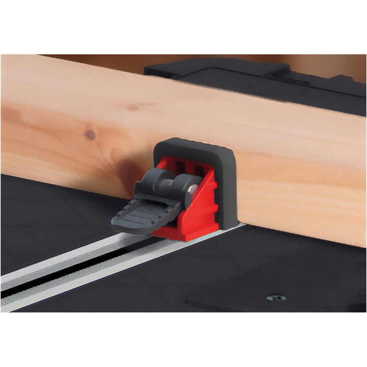 Stół warsztatowy przenośny Keter Jobmade, nośność 453 kg, antypoślizgowe stopki, pojemnik z zaciskami pod blatem, 239985
