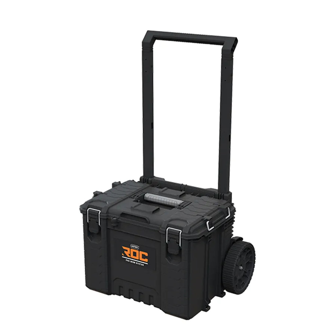 Zestaw 3 skrzyń narzędziowych Keter ROC Pro Gear 2.0, łączna pojemność 110L, ochrona IP65, demontowana teleskopowa rączka, możliwość zamknięcia na kłódkę, 256982