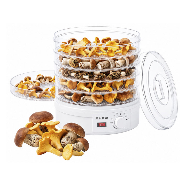 Suszarka do grzybów, warzyw i owoców Blow, moc 500W, 6 sit w zestawie, regulacja temperatury 35-75°C, 44-175