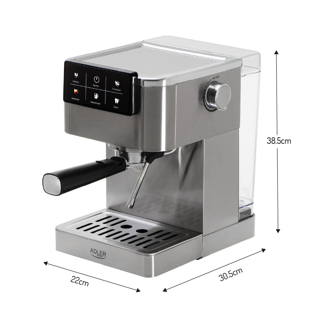Ekspres do kawy 20 bar, Thermoblock, spieniacz mleka, 5-w-1, Adler AD 4390